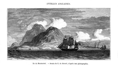 Øya Montserrat i Det karibiske hav, 1800-tallet av E de Berard