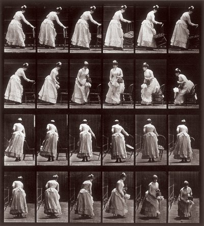 Animal Locomotion, plate 265: sekvens med en kvinne som sitter, 1887 (fotomekanisk trykk) av Eadweard Muybridge
