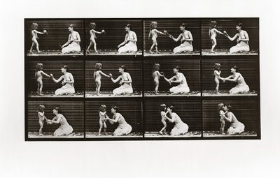 Barn som bringer bukett til en kvinne, tallerken 465 fra Animal Locomotion, 1887 av Eadweard Muybridge