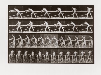 Mann som høvler ved, plate 379 fra Animal Locomotion, 1887 av Eadweard Muybridge