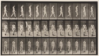 Plate 22. Gå, med høyhælte støvler på, 1872-1885 av Eadweard Muybridge