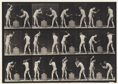 Plate 374. Smeder, to modeller, hamring på ambolt av Eadweard Muybridge