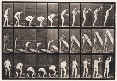 Plate 382. Lifting A Log on End, 1872-1885 av Eadweard Muybridge