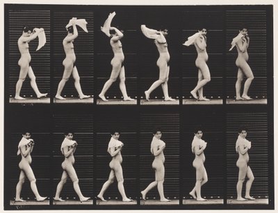 Tallerken 40. Gå, kaste lommetørkle over skuldrene av Eadweard Muybridge