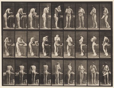 Tallerken 412. Vasking, tørking av ansiktet og snuing av Eadweard Muybridge