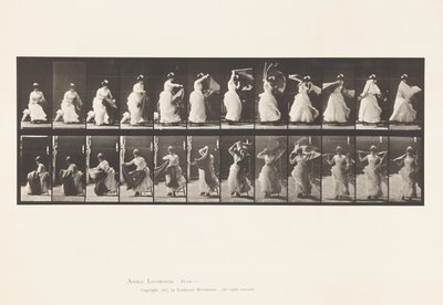 Tallerken 424.Toalett; Å reise seg fra stolen og ta på seg sjal, 1885 av Eadweard Muybridge