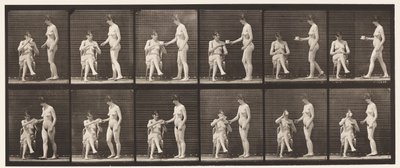 Tallerken 450. To modeller, 8 tar med kopp te, 1 kopp og drikke, 1872-1885 av Eadweard Muybridge