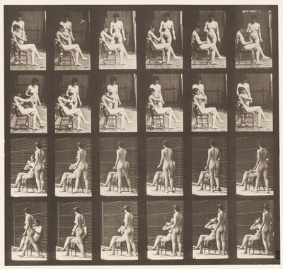 Tallerken 451. To modeller, 8 tar med kopp te, 1 kopp og drikke, 1872-1885 av Eadweard Muybridge