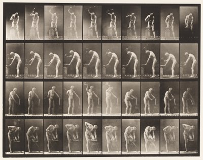 Plate 491. A, Hamring ved ambolt; B, hamring på ambolt av Eadweard Muybridge