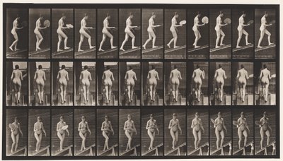 Plate 78. Ascending Incline, Flirting A Fan, 1872-1885 av Eadweard Muybridge