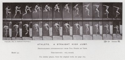 The Human Figure in Motion: Atlet, et rett høydehopp (s/hv-bilde) av Eadweard Muybridge