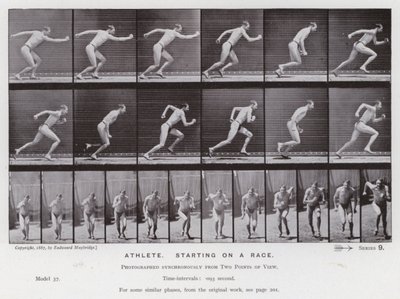 The Human Figure in Motion: Atlet, starter på et løp (s/hvitt-bilde) av Eadweard Muybridge