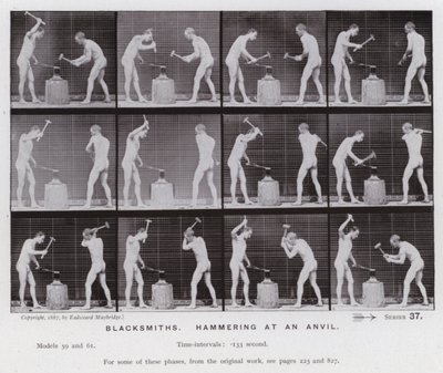 The Human Figure in Motion: Smeder, hamrer på en ambolt (s/hvitt-bilde) av Eadweard Muybridge