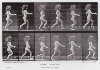 Den menneskelige figuren i bevegelse: barn, løping (s/hvitt-bilde) av Eadweard Muybridge
