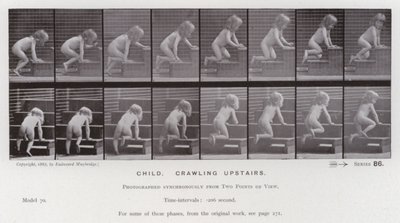 Den menneskelige figuren i bevegelse: Barn, kryper oppe (s/hvitt-bilde) av Eadweard Muybridge