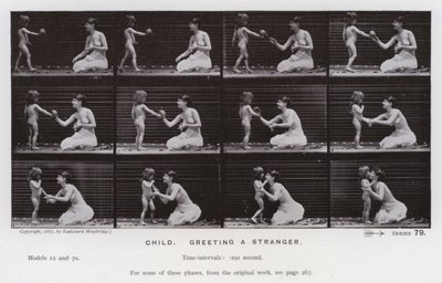 The Human Figure in Motion: Barn, hilser på en fremmed (s/hvitt-bilde) av Eadweard Muybridge