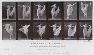 The Human Figure in Motion: Dansende jente, en piruett (s/hv-bilde) av Eadweard Muybridge