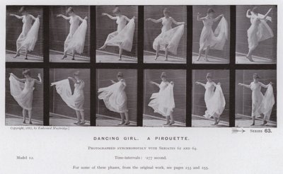 The Human Figure in Motion: Dansende jente, en piruett (s/hv-bilde) av Eadweard Muybridge
