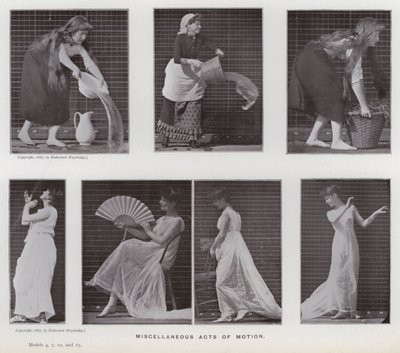 The Human Figure in Motion: Diverse bevegelseshandlinger (s/hvitt-bilde) av Eadweard Muybridge