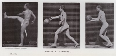 The Human Figure in Motion: Phases at football (s/hv-bilde) av Eadweard Muybridge