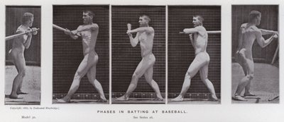 The Human Figure in Motion: Faser i batting på baseball (s/hv-bilde) av Eadweard Muybridge