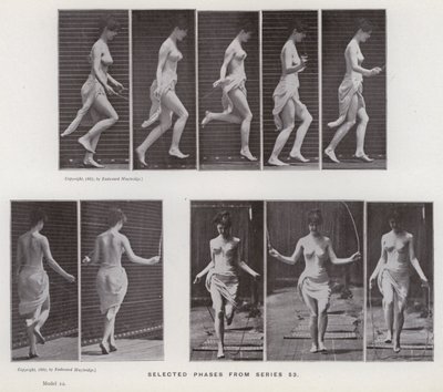 The Human Figure in Motion: Utvalgte faser fra serie 53 (s/hvitt-bilde) av Eadweard Muybridge