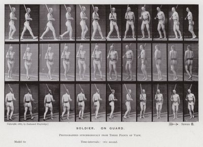 The Human Figure in Motion: Soldat, på vakt (s/hv-bilde) av Eadweard Muybridge