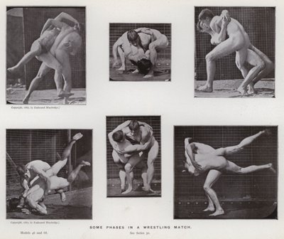 Den menneskelige figuren i bevegelse: Noen faser i en brytekamp av Eadweard Muybridge