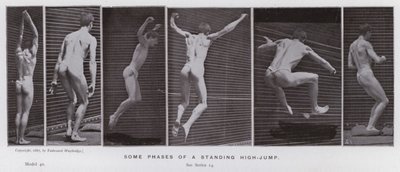 Den menneskelige figuren i bevegelse: Noen faser av et stående høydehopp av Eadweard Muybridge