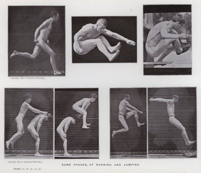 Den menneskelige figuren i bevegelse: Noen faser av løping og hopping (s/hvitt-bilde) av Eadweard Muybridge