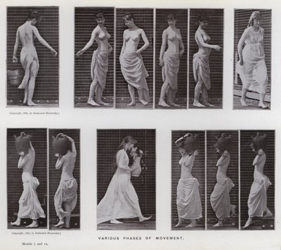 Den menneskelige figuren i bevegelse: Ulike faser av bevegelse (s/hvitt-bilde) av Eadweard Muybridge
