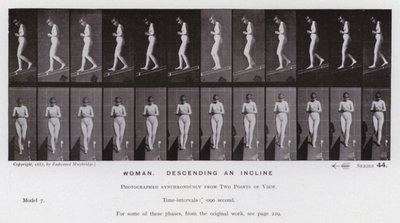 Den menneskelige figuren i bevegelse: Kvinne, nedover en skråning (s/hvitt-bilde) av Eadweard Muybridge