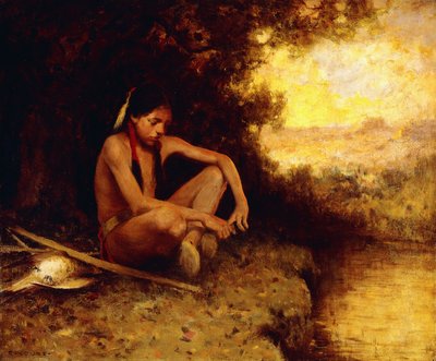 Young Hunter by a Stream (olje på lerret) av Eanger Irving Couse