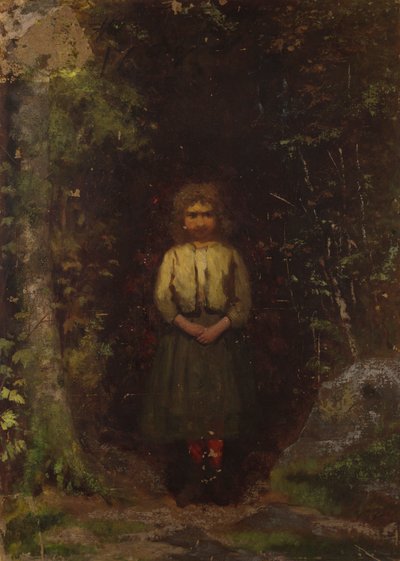 På åssiden (recto); Girl in the Woods (verso) av Eastman Johnson