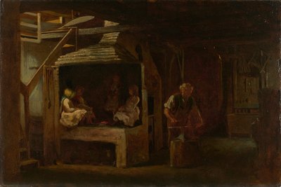 The Blacksmith Shop (olje på presset trefiberplate) av Eastman Johnson