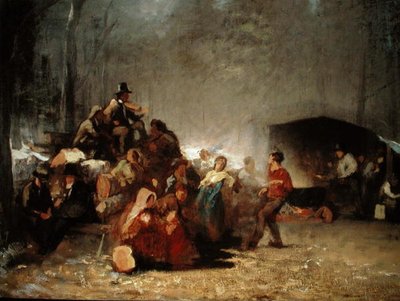 Festen i Maple Sugar Camp, ca. 1861-66 (olje på lerret) av Eastman Johnson