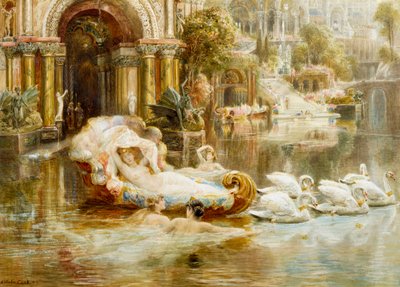 «Venus og nymfene som følger henne» Akvarell av Ebenezer Wake Cook (1843–1926) Privat samling av Ebenezer Wake Cook