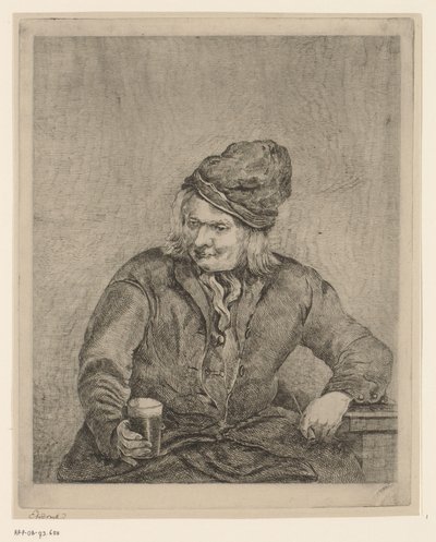 Gammel mann med glass og pipe i hånden av Eberhard Cornelis Rahms