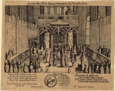 Ferdinand II keiser av romerne (1578-1637) - Kroningen av kong Ferdinand II som den hellige romerske keiseren av Eberhard Kieser