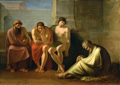 Den sørgende Job og vennene hans (olje på lerret) av Eberhard Waechter