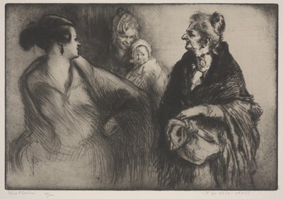 Den vakre nesen, Venezia (Il bel naso, Venezia) (tørrpunkt) av Edgar Chahine