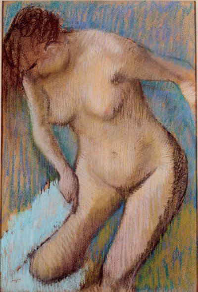 Etter bading Naken kvinne tørker hennes høyre lår. Pastellmaleri av Edgar Degas (1834-1917) 1866 Søn. 72x49 cm Roma, Galleria d