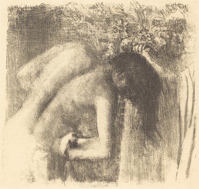 Etter badet Forlater badet Stor tallerken, ca. 1891. av Edgar Degas