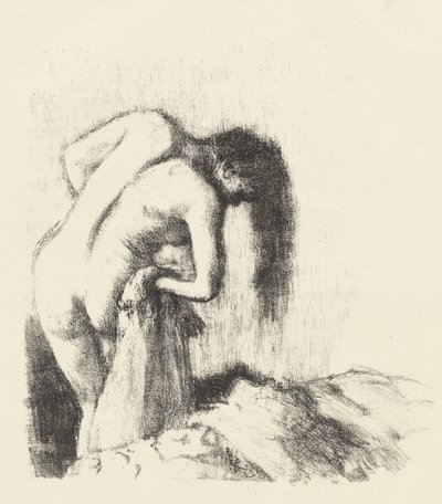 Etter badet Forlater badet Liten tallerken, ca. 1891. av Edgar Degas