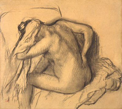 Etter badet tørket kvinnen håret av Edgar Degas