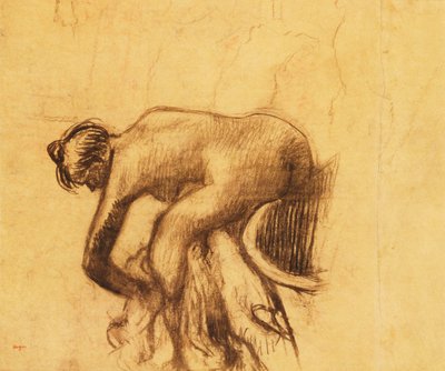 Etter badet, kvinne tørker seg, 1890-tallet av Edgar Degas