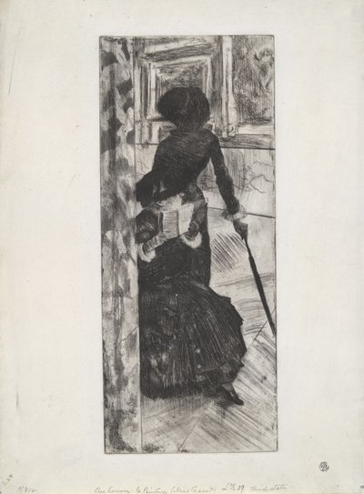 Au Louvre: La Peinture (Mary Cassatt), c.1879-80 (etching and aquatint) av Edgar Degas