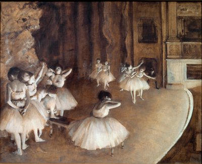 Ballettøvelse på scenen av Edgar Degas