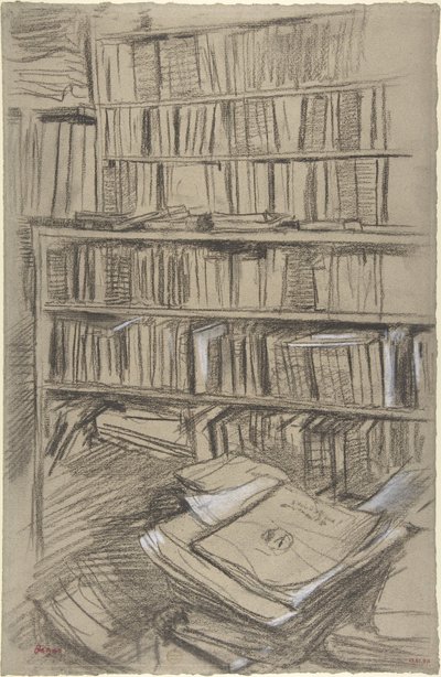 Bokhyller, studie til «Edmond Duranty» av Edgar Degas