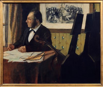 Cellist Pilet, Louis Marie Pilet (1815-1877). Maleri av Edgar Degas (1834-1917) 1869 Søn. 0,50 x 0,61 m Paris. Musee d